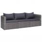 Preview: ARDEBO.de - 3-tlg. Garten-Sofagarnitur mit Kissen Grau Poly Rattan