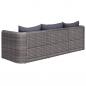 Preview: 3-tlg. Garten-Sofagarnitur mit Kissen Grau Poly Rattan