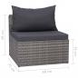 Preview: 3-tlg. Garten-Sofagarnitur mit Kissen Grau Poly Rattan