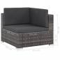 Preview: 8-tlg. Garten-Lounge-Set mit Auflagen Poly Rattan Grau