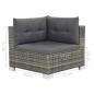 Preview: 10-tlg. Garten-Lounge-Set mit Auflagen Poly Rattan Grau