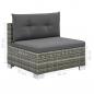 Preview: 10-tlg. Garten-Lounge-Set mit Auflagen Poly Rattan Grau