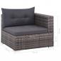 Preview: 3-tlg. Garten-Lounge-Set mit Auflagen Poly Rattan Grau