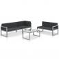 Preview: ARDEBO.de - 3-tlg. Garten-Lounge-Set mit Kissen Aluminium Schwarz