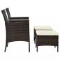 Preview: 2-Sitzer-Gartensofa mit Tisch & Hocker Poly Rattan Braun