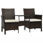 Preview: 2-Sitzer-Gartensofa mit Tisch & Hocker Poly Rattan Braun