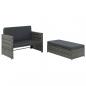 Preview: ARDEBO.de - 2-tlg. Garten-Lounge-Set mit Auflagen Poly Rattan Grau