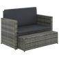 Preview: 2-tlg. Garten-Lounge-Set mit Auflagen Poly Rattan Grau