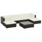 Preview: ARDEBO.de - 7-tlg. Garten-Lounge-Set mit Auflagen Poly Rattan Braun