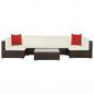 Preview: ARDEBO.de - 7-tlg. Garten-Lounge-Set mit Auflagen Poly Rattan Braun