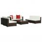 Preview: 7-tlg. Garten-Lounge-Set mit Auflagen Poly Rattan Braun