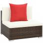 Preview: 7-tlg. Garten-Lounge-Set mit Auflagen Poly Rattan Braun