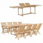 Preview: ARDEBO.de - 9-tlg. Garten-Essgruppe 180-280 x 100 x 75 cm Teak Massivholz