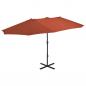 Preview: ARDEBO.de - Sonnenschirm mit Aluminium-Mast 460x270 cm Terracotta-Rot