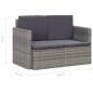 Preview: 2-Sitzer-Gartensofa mit Auflagen Grau Poly Rattan