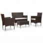 Preview: ARDEBO.de - 4-tlg. Garten-Lounge-Set mit Auflagen Poly Rattan Braun