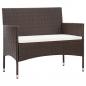 Preview: 4-tlg. Garten-Lounge-Set mit Auflagen Poly Rattan Braun