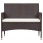 Preview: 4-tlg. Garten-Lounge-Set mit Auflagen Poly Rattan Braun