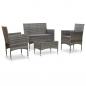 Preview: ARDEBO.de - 4-tlg. Garten-Lounge-Set mit Auflagen Poly Rattan Grau