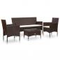 Preview: ARDEBO.de - 4-tlg. Garten-Lounge-Set mit Auflagen Poly Rattan Braun