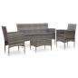 Preview: ARDEBO.de - 4-tlg. Garten-Lounge-Set mit Auflagen Poly Rattan Grau