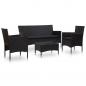 Preview: ARDEBO.de - 4-tlg. Garten-Lounge-Set mit Auflagen Poly Rattan Schwarz