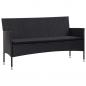 Preview: 4-tlg. Garten-Lounge-Set mit Auflagen Poly Rattan Schwarz