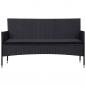 Preview: 4-tlg. Garten-Lounge-Set mit Auflagen Poly Rattan Schwarz