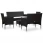 Preview: 5-tlg. Garten-Lounge-Set mit Auflagen Poly Rattan Schwarz