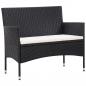 Preview: 5-tlg. Garten-Lounge-Set mit Auflagen Poly Rattan Schwarz