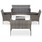 Preview: ARDEBO.de - 5-tlg. Garten-Lounge-Set mit Auflagen Poly Rattan Grau