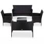 Preview: ARDEBO.de - 5-tlg. Garten-Lounge-Set mit Auflagen Poly Rattan Schwarz