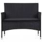 Preview: 5-tlg. Garten-Lounge-Set mit Auflagen Poly Rattan Schwarz