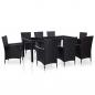 Preview: ARDEBO.de - 9-tlg. Garten-Essgruppe Poly Rattan Schwarz