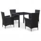 Preview: ARDEBO.de - 5-tlg. Garten-Essgruppe Poly Rattan Schwarz