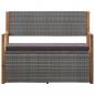 Preview: Bank mit Stauraum 115 cm Poly Rattan Massivholz Akazie Grau