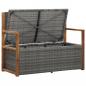 Preview: Bank mit Stauraum 115 cm Poly Rattan Massivholz Akazie Grau