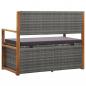 Preview: Bank mit Stauraum 115 cm Poly Rattan Massivholz Akazie Grau