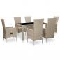 Preview: ARDEBO.de - 7-tlg. Garten-Essgruppe mit Auflagen Poly Rattan Beige