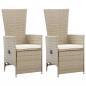 Preview: ARDEBO.de - Garten-Liegestühle 2 Stk. mit Auflagen Poly Rattan Beige