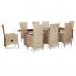 Preview: ARDEBO.de - 9-tlg. Garten-Essgruppe mit Auflagen Poly Rattan Beige