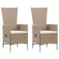 Preview: ARDEBO.de - Gartenstühle 2 Stk. mit Auflagen Poly Rattan Beige