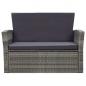 Preview: 4-tlg. Garten-Lounge-Set mit Kissen Poly Rattan Grau