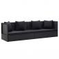 Preview: ARDEBO.de - Garten-Sofabett mit Kissen Poly Rattan Schwarz