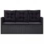 Preview: 6-tlg. Garten-Lounge-Set mit Kissen Poly Rattan Schwarz