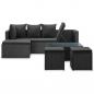 Preview: 4-tlg. Garten-Lounge-Set Schwarz mit Auflagen Poly Rattan