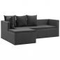 Preview: 4-tlg. Garten-Lounge-Set Schwarz mit Auflagen Poly Rattan