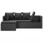 Preview: 4-tlg. Garten-Lounge-Set Schwarz mit Auflagen Poly Rattan