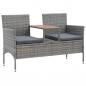 Preview: ARDEBO.de - 2-Sitzer-Gartenbank mit Teetisch 143 cm Poly Rattan Grau