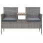 Preview: 2-Sitzer-Gartenbank mit Teetisch 143 cm Poly Rattan Grau